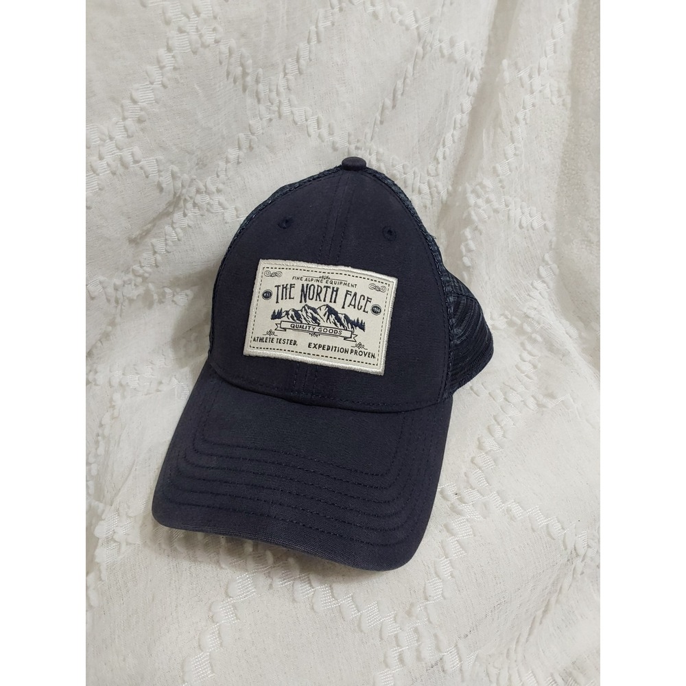 The North Face Navy Blue Trucker Hat Adjustable Snapback Mesh Logo Patch Cap